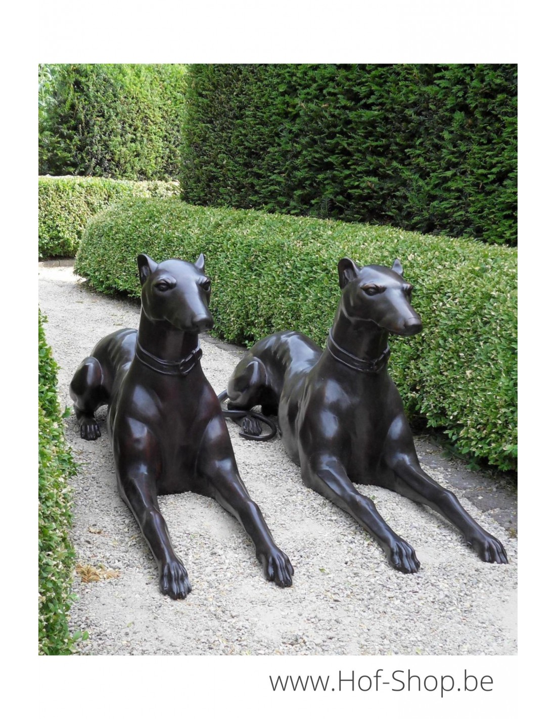 Formulering honderd paus Paar liggende honden - bronzen beeld (B538)